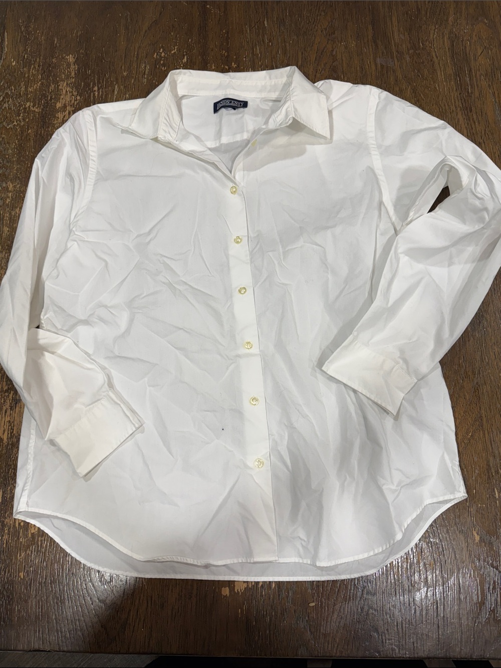 Lands' End Men's White Long-Sleeve Button-Up Shirt